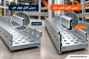 مقایسه سینی کابل چهار خم و شش خم با نمایش تفاوت فرم لبه